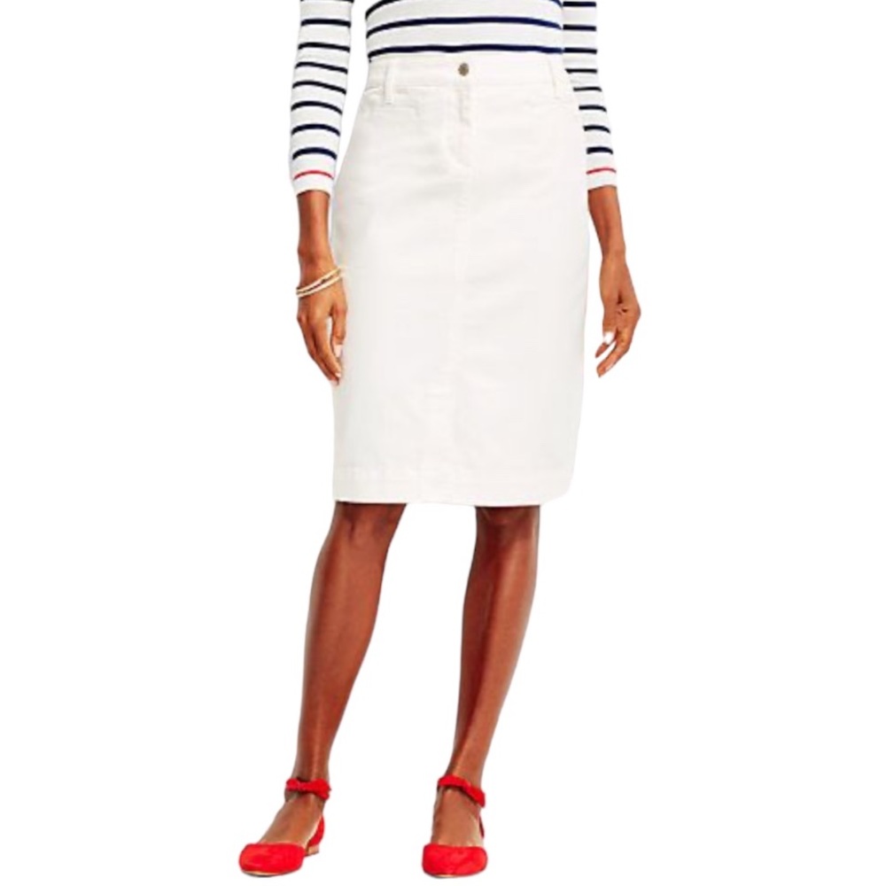 Talbots White Denim Pencil Skirt Size 8